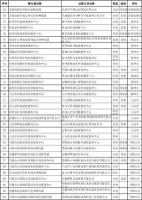 2015年安徽省科技企业孵化器目录